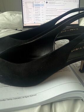 Marc Fisher Black Suede Slingback Heels